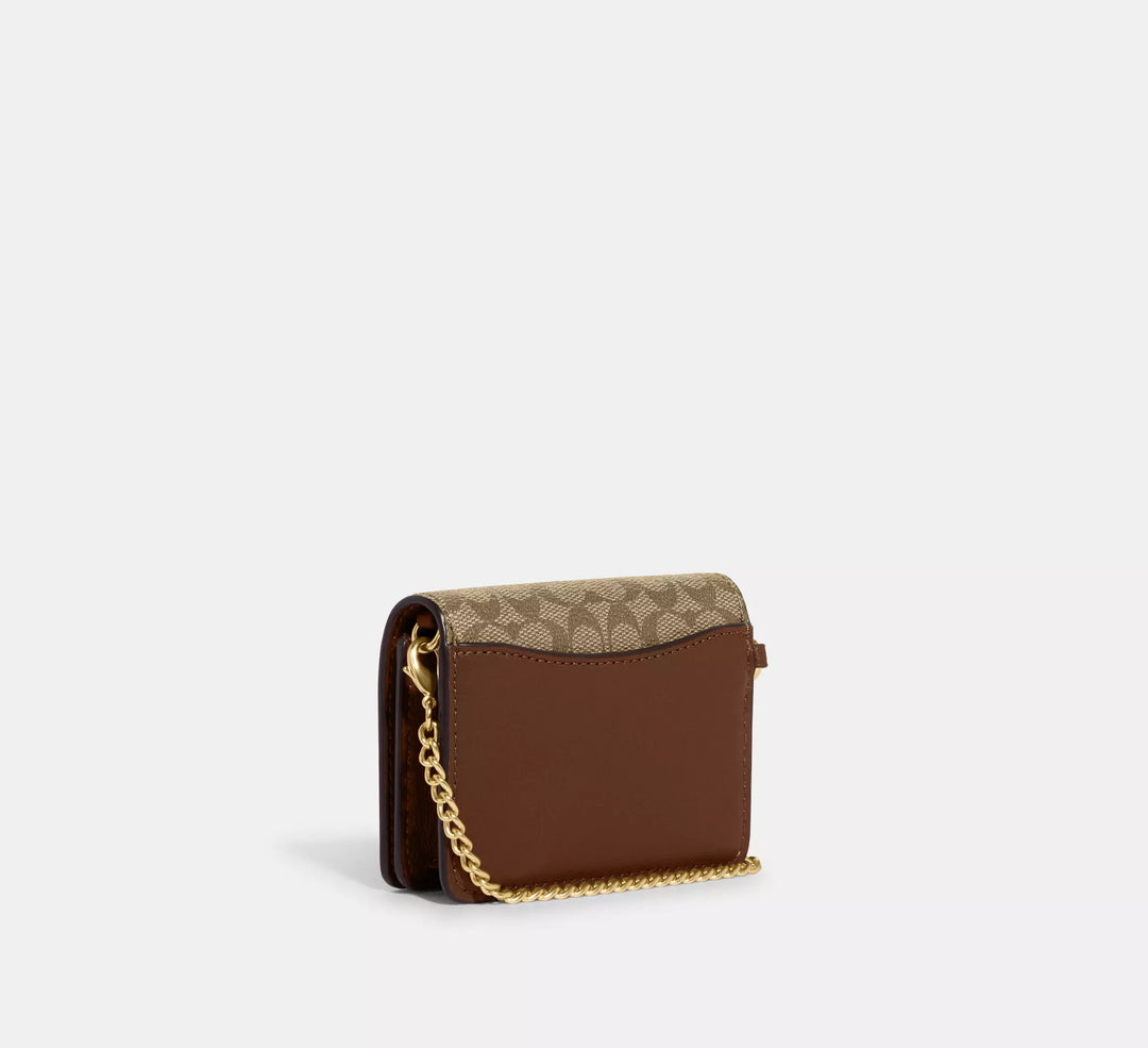 MINI BILLETERA COACH SIGNATURE CANVAS CON CADENA Y CAJA