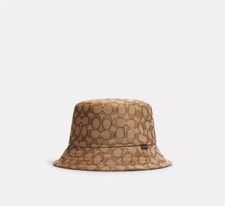 BUCKET HAT COACH SIGNATURE JACQUARD KHAKI